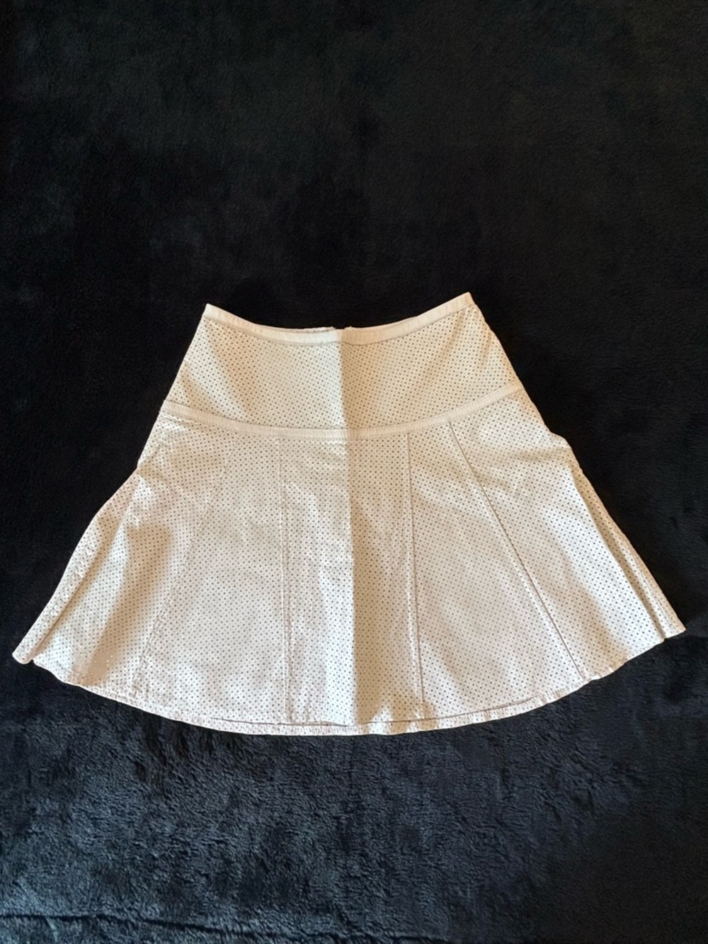 Women’s Ivory Perforated A-Line Skirt